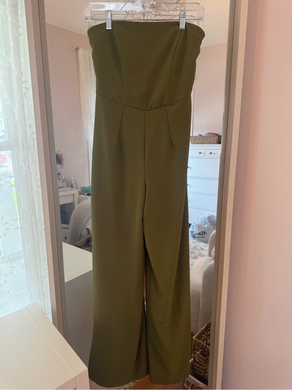 wild fable Olive Green Strapless Wide-Leg Jumpsuit